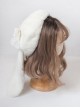 Solid Color Autumn Winter Plush Rabbit Ears Bowknot Sweet Lolita Beret