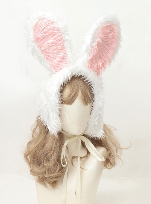 Autumn Winter Windproof Warm Sweet Lolita Plush Rabbit Ears Lacing Ear Muff