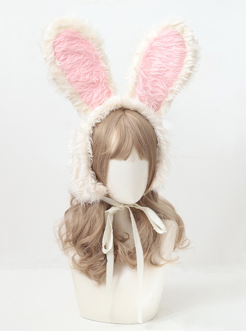 Autumn Winter Windproof Warm Sweet Lolita Plush Rabbit Ears Lacing Ear Muff