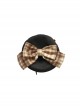 Retro British Style Cute Little Bear Plaid Bowknot Decoration All-Match School Lolita Beret