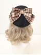 Retro British Style Cute Little Bear Plaid Bowknot Decoration All-Match School Lolita Beret