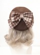 Retro British Style Cute Little Bear Plaid Bowknot Decoration All-Match School Lolita Beret
