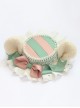 Cute Plush Little Bear Ears Lace Decoration Pink Green Bowknot Sweet Lolita Little Top Hat
