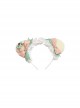 Pink-Green Bowknot Sweet Lolita Plush Bear Ears Donut Girly Headband