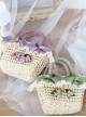 Vintage Pastoral Style Lace Grass Woven Grape Decorative Bowknot Sweet Lolita HandBag