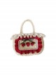 Pastoral Style Lace Grass Weave Spring Outing Cute Sweet Little Strawberry Sweet Lolita HandBag