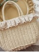 Pastoral Style Lace Grass Weave Spring Outing Cute Sweet Little Strawberry Sweet Lolita HandBag