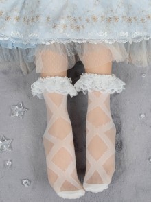 Spring Summer Solid Color Simple Ribbon Printing Classic Lolita Socks