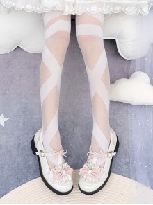 Irregular Series Summer Solid Color Irregular Ribbon Printing Classic Lolita Knee Socks