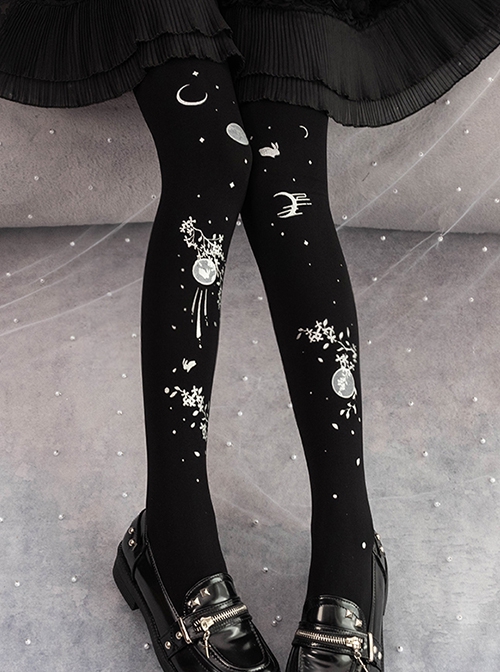 Laurel Rabbit Series Chinese Style Spring Autumn Moon Osmanthus Print Classic Lolita Pantyhose