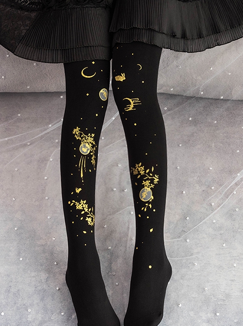 Laurel Rabbit Series Chinese Style Spring Autumn Moon Osmanthus Print Classic Lolita Pantyhose