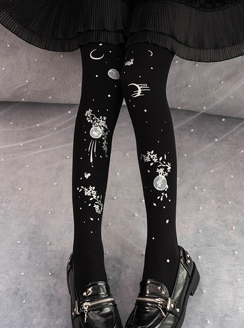 Laurel Rabbit Series Chinese Style Spring Autumn Moon Osmanthus Print Classic Lolita Pantyhose