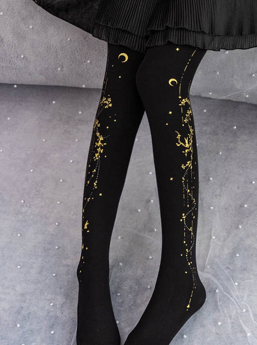 Jade Rabbit Invites The Moon Series Spring Autumn Chinese Style Mid-Autumn Osmanthus Printed Classic Lolita Pantyhose