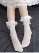 Nightingale And Rose Series Solid Lace Bowknot Gorgeous Rose Nightingale Print Classic Lolita Socks