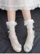 Nightingale And Rose Series Solid Lace Bowknot Gorgeous Rose Nightingale Print Classic Lolita Socks