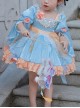 Chinese Style Han Element Embroidered Lace Contrasting Color Sweet Lolita Kids Mid-Sleeve Dress