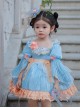 Chinese Style Han Element Embroidered Lace Contrasting Color Sweet Lolita Kids Mid-Sleeve Dress