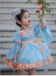 Chinese Style Han Element Embroidered Lace Contrasting Color Sweet Lolita Kids Mid-Sleeve Dress