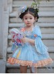 Chinese Style Han Element Embroidered Lace Contrasting Color Sweet Lolita Kids Mid-Sleeve Dress