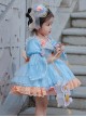 Chinese Style Han Element Embroidered Lace Contrasting Color Sweet Lolita Kids Mid-Sleeve Dress