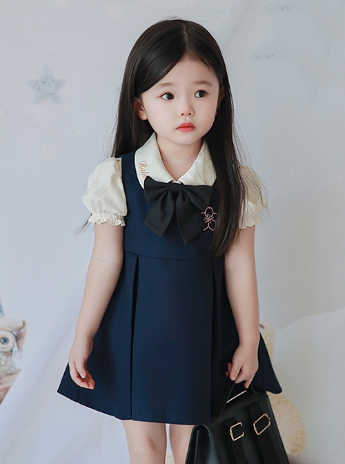 College Style Simple All-Match Sleeveless Dress Lapel Long-Sleeved Coat School Lolita Kids Suit