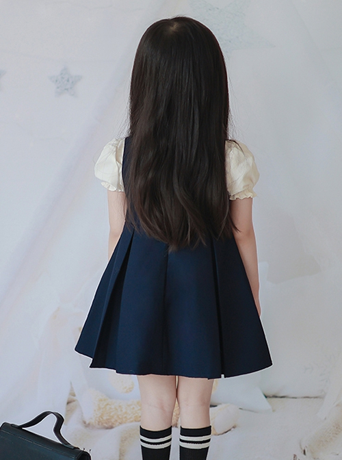 College Style Simple All-Match Sleeveless Dress Lapel Long-Sleeved Coat School Lolita Kids Suit