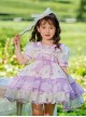 Purple Lapel Broken Flowers Lace Puff Sleeve Princess Dress Sweet Lolita Kids Short-Sleeved Dress