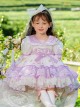 Purple Lapel Broken Flowers Lace Puff Sleeve Princess Dress Sweet Lolita Kids Short-Sleeved Dress