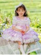 Purple Lapel Broken Flowers Lace Puff Sleeve Princess Dress Sweet Lolita Kids Short-Sleeved Dress