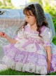 Purple Lapel Broken Flowers Lace Puff Sleeve Princess Dress Sweet Lolita Kids Short-Sleeved Dress