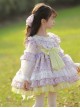 Cute Round Neck Lace Broken Flowers Princess Dress Sweet Lolita Spring Kids Long Sleeve Dress