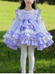 Lace Round Neck Cute Stitching Lantern Sleeve Multi-Layer Hem Sweet Lolita Kids Long-Sleeved Dress