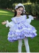 Lace Round Neck Cute Stitching Lantern Sleeve Multi-Layer Hem Sweet Lolita Kids Long-Sleeved Dress