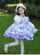 Lace Round Neck Cute Stitching Lantern Sleeve Multi-Layer Hem Sweet Lolita Kids Long-Sleeved Dress