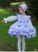 Lace Round Neck Cute Stitching Lantern Sleeve Multi-Layer Hem Sweet Lolita Kids Long-Sleeved Dress