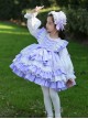 Lace Round Neck Cute Stitching Lantern Sleeve Multi-Layer Hem Sweet Lolita Kids Long-Sleeved Dress