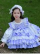 Lace Round Neck Cute Stitching Lantern Sleeve Multi-Layer Hem Sweet Lolita Kids Long-Sleeved Dress