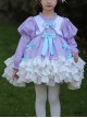 Spring Sweet Round Neck Puff Sleeve Princess Dress Bowknot Decoration Sweet Lolita Long Sleeve Dress