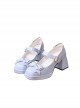 Cube Sugar Cocoa Series Pure Color Elegant Cute Bowknot Square Toe High Heels Sweet Lolita Shoe