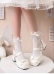 Cube Sugar Cocoa Series Pure Color Elegant Cute Bowknot Square Toe High Heels Sweet Lolita Shoe