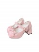 Cube Sugar Cocoa Series Pure Color Elegant Cute Bowknot Square Toe High Heels Sweet Lolita Shoe