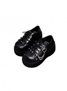 Sweetheart Pirate Series Sweet Cool Punk Lolita Metal Chain Decoration Lace-Up Platform Shoes