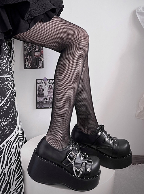 Sweetheart Pirate Series Sweet Cool Punk Lolita Metal Chain Decoration Lace-Up Platform Shoes