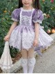 Sweet Lace Round Neck Puff Sleeve Lace Irregular Hem Back Heart Hollow Design Classic Lolita Kids Short-Sleeved Dress