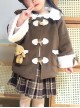 Plush Lace Doll Collar Dark Brown Christmas Horn Button Sweet Lolita Kids Spring Autumn Thick Coat