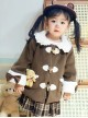 Plush Lace Doll Collar Dark Brown Christmas Horn Button Sweet Lolita Kids Spring Autumn Thick Coat