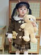 Plush Lace Doll Collar Dark Brown Christmas Horn Button Sweet Lolita Kids Spring Autumn Thick Coat