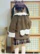 Plush Lace Doll Collar Dark Brown Christmas Horn Button Sweet Lolita Kids Spring Autumn Thick Coat