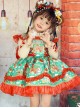 Little Bear Christmas Print Lace Sleeveless Dress Apricot Stand Collar Knit Long Sleeve Top Classic Lolita Kids Dress Set