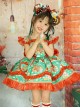 Little Bear Christmas Print Lace Sleeveless Dress Apricot Stand Collar Knit Long Sleeve Top Classic Lolita Kids Dress Set